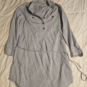 Loft dress size small blue cream and black stripes.